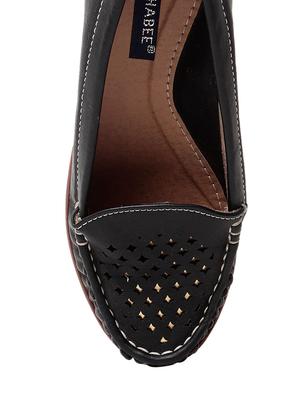 black faux leather slip on loafers - 13410893 - Standard Image - 4