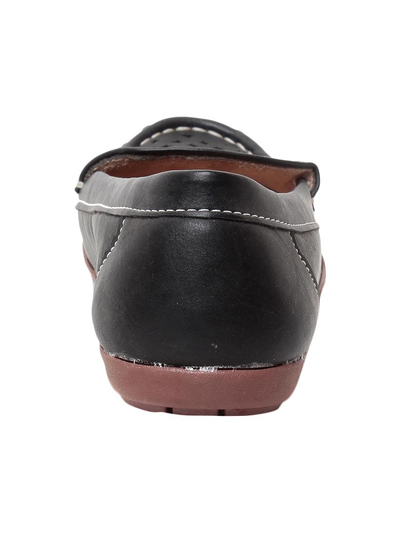 black faux leather slip on loafers - 13410893 - Zoom Image - 3