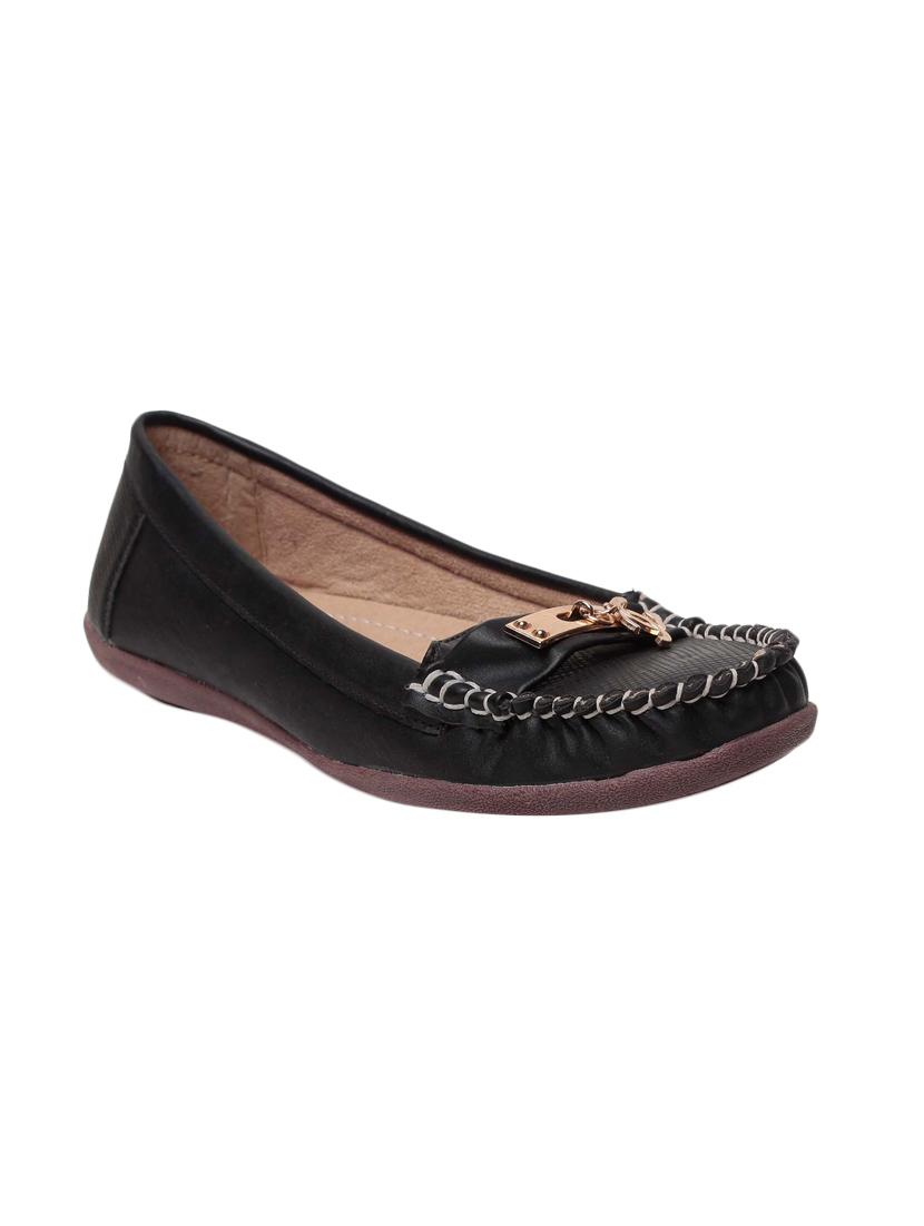 black faux leather slip on loafers - 13410903 - Zoom Image - 1