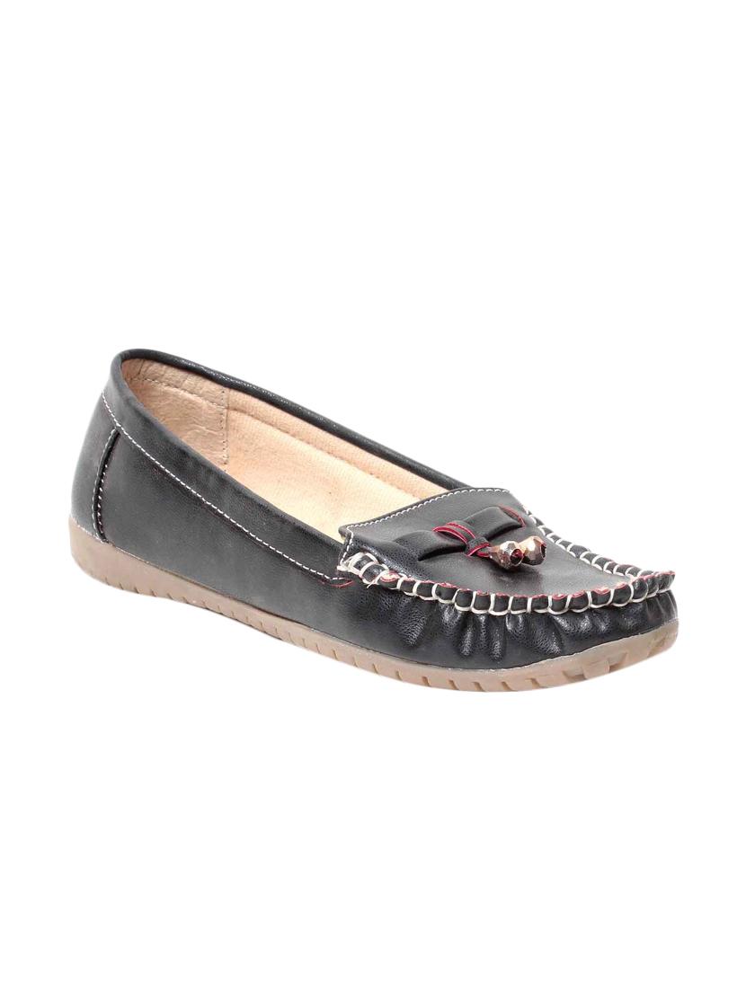 black faux leather slip on loafers - 13410910 - Zoom Image - 1