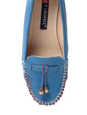 blue faux leather slip on loafers - 13410911 - Standard Image - 4