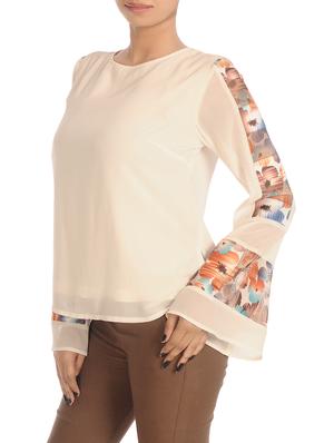 off white georgette regular top - 13417691 - Standard Image - 2