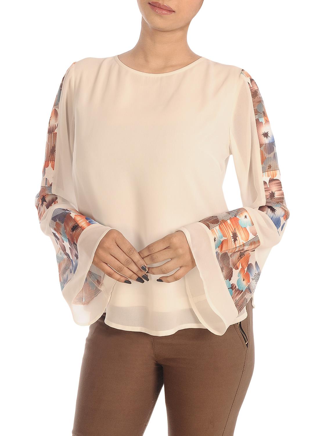 off white georgette regular top - 13417691 - Zoom Image - 1
