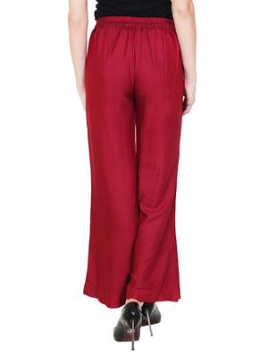 maroon rayon palazzo - 13420322 - Standard Image - 3