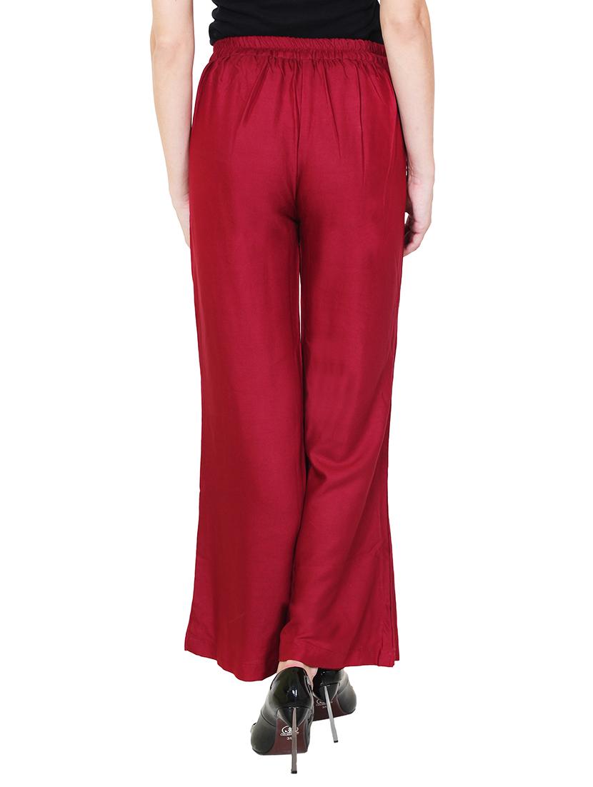 maroon rayon palazzo - 13420322 - Zoom Image - 3