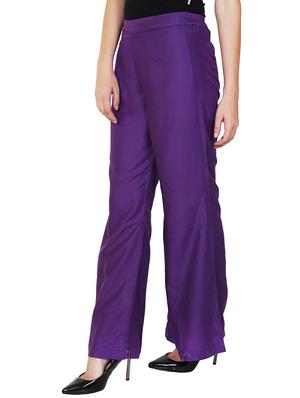 purple viscose palazzos - 13420326 - Standard Image - 2