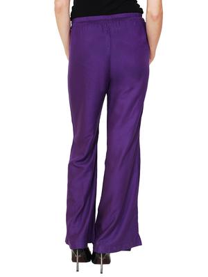 purple viscose palazzos - 13420326 - Standard Image - 3
