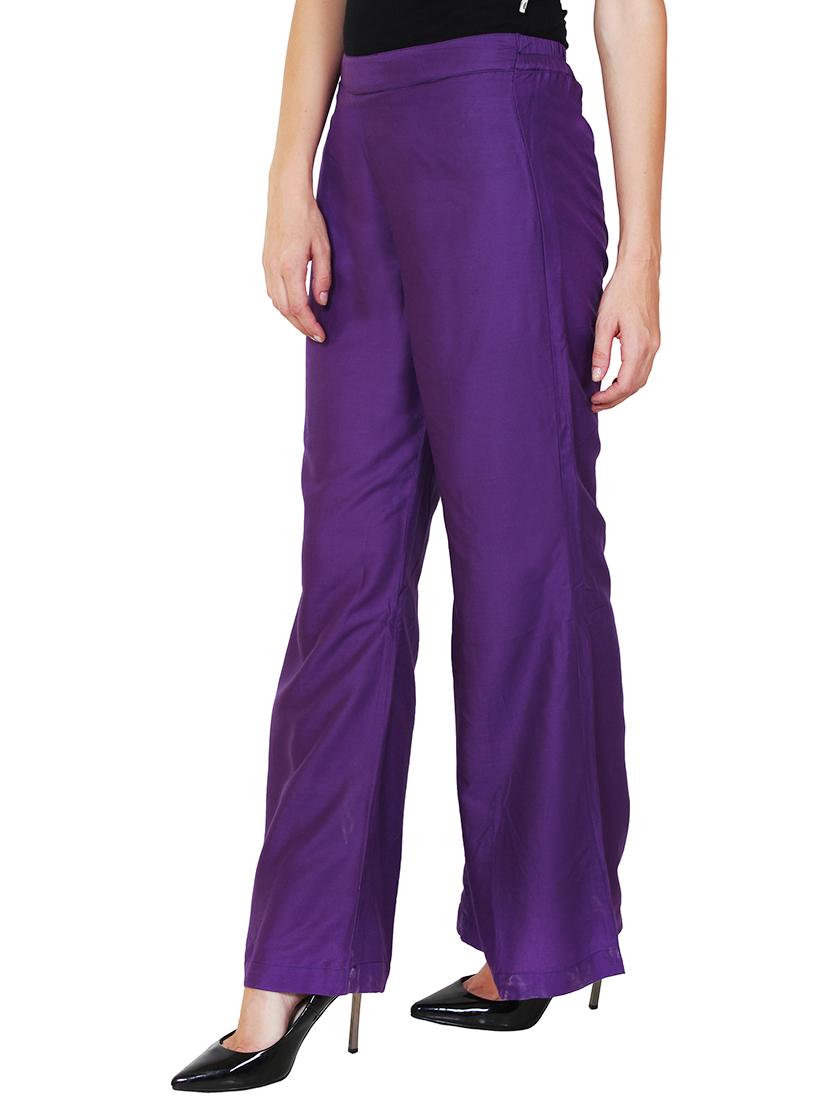 purple viscose palazzos - 13420326 - Zoom Image - 2