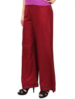 maroon rayon palazzo - 13420337 - Standard Image - 2