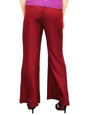 maroon rayon palazzo - 13420337 - Standard Image - 3