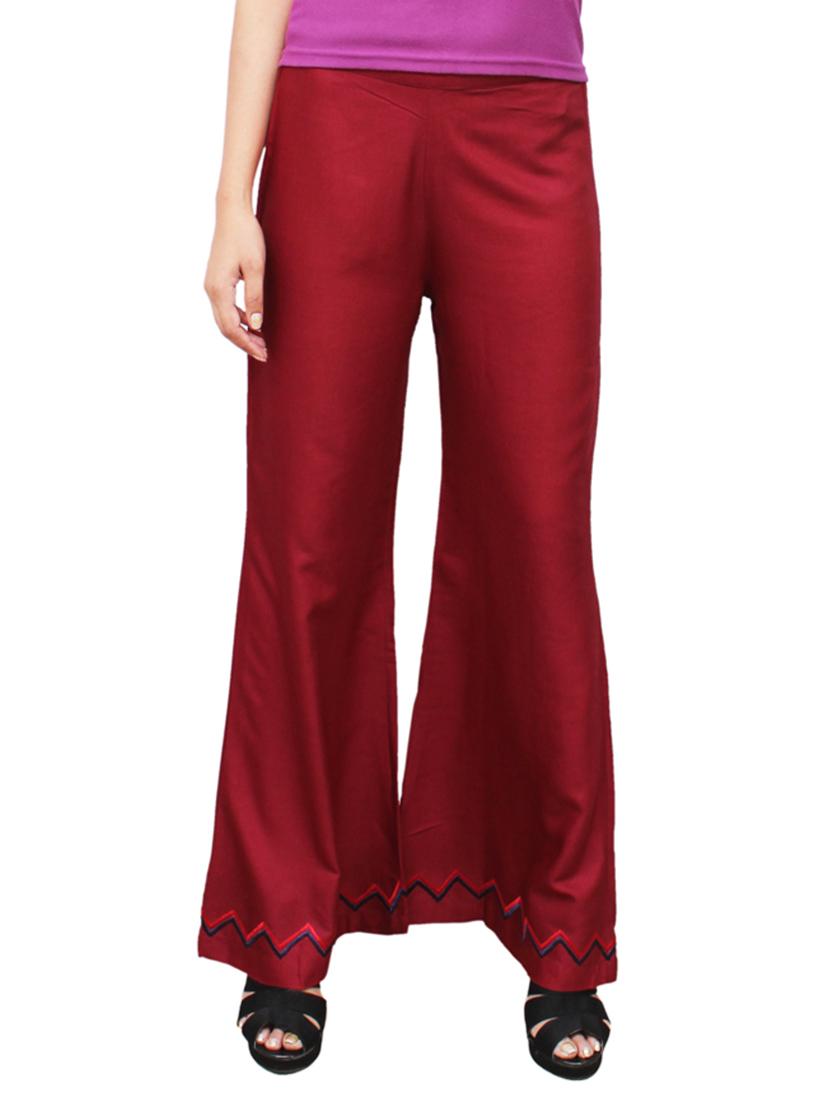 maroon rayon palazzo - 13420337 - Zoom Image - 1