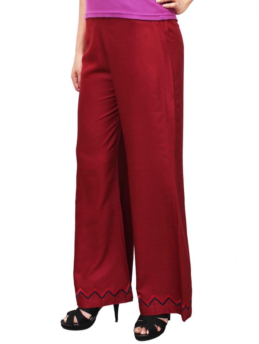 maroon rayon palazzo - 13420337 - Zoom Image - 2