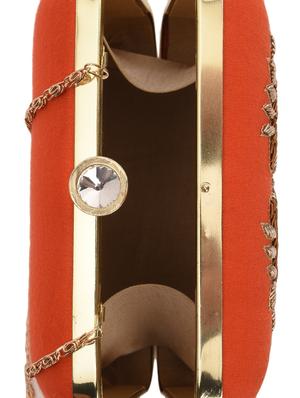 orange embroidered box clutch - 13422631 - Standard Image - 3