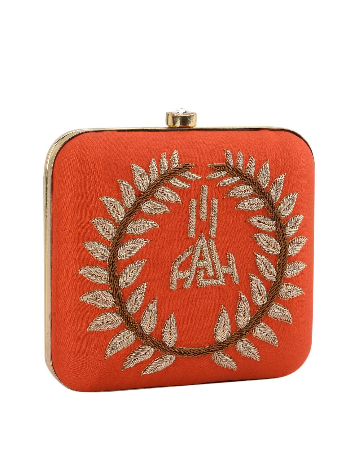orange embroidered box clutch - 13422631 - Zoom Image - 5