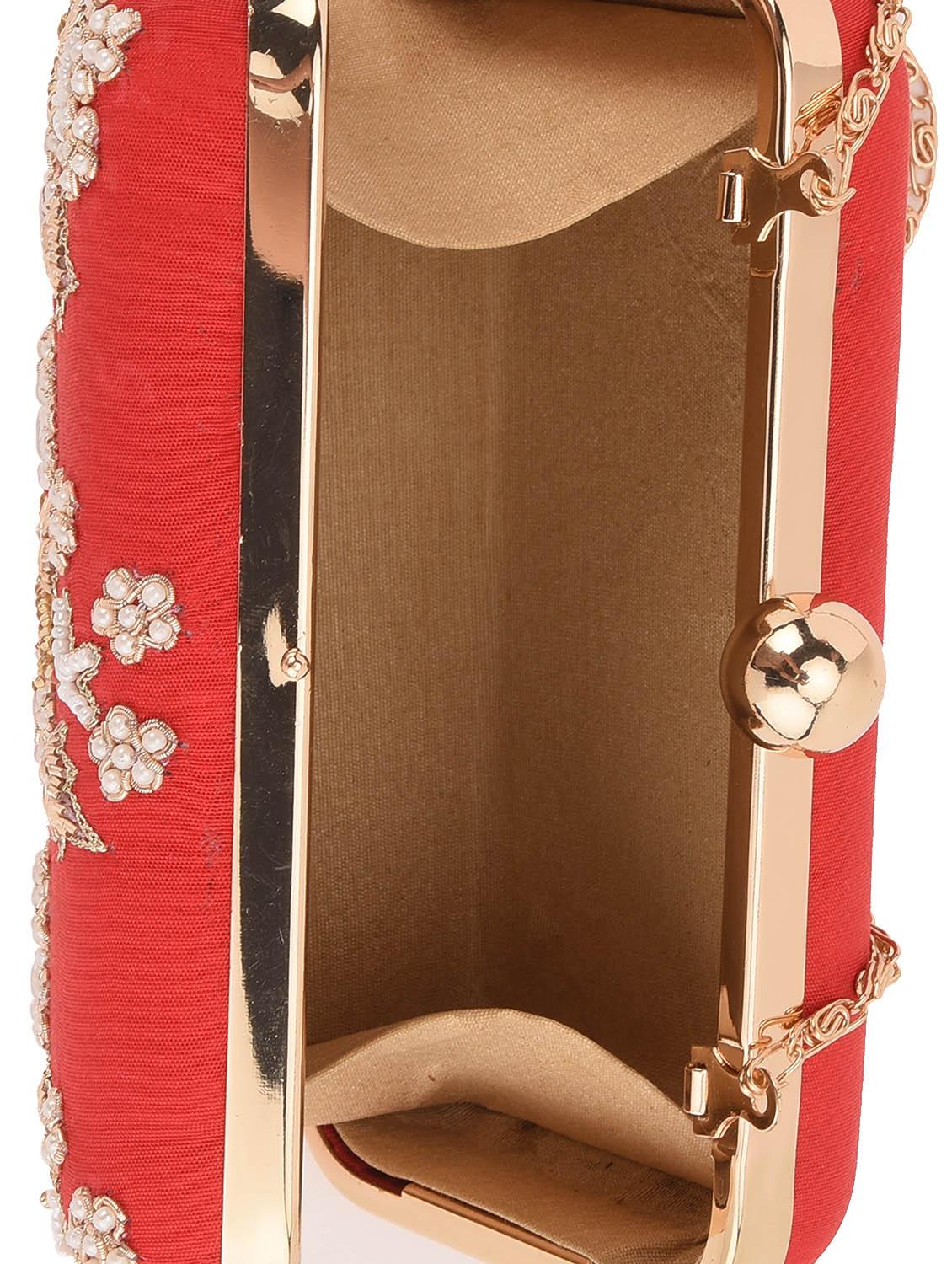 red embellished box clutch - 13422656 - Zoom Image - 3