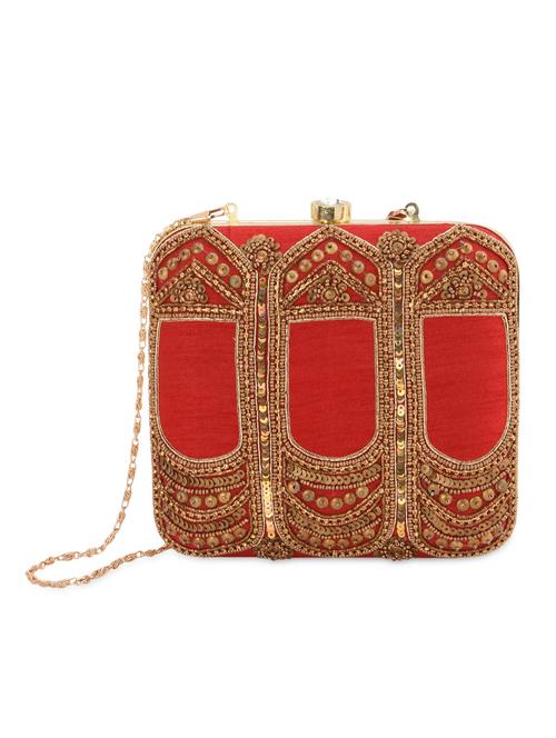 Red embellished box clutch - 13422660 - Standard Image - 1