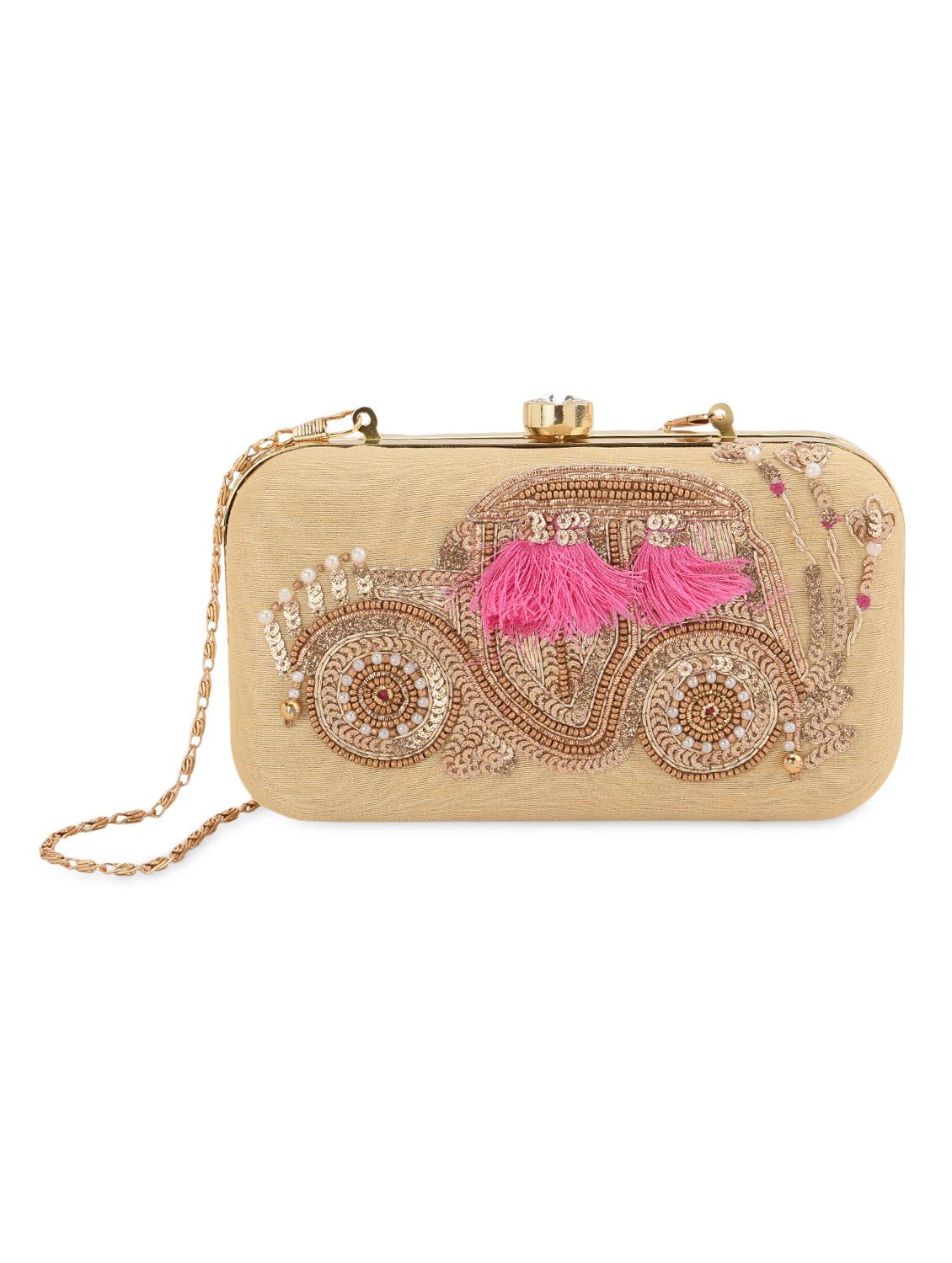 gold embellished box clutch - 13422666 - Zoom Image - 1
