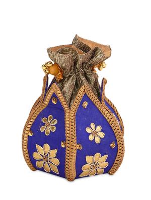 blue gota patti work potli bag - 13422675 - Standard Image - 2