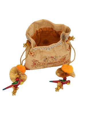 gold gota patti work potli bag - 13422677 - Standard Image - 3