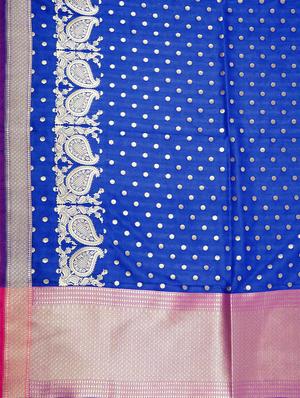 blue silk banarasi dupatta - 13423297 - Standard Image - 2