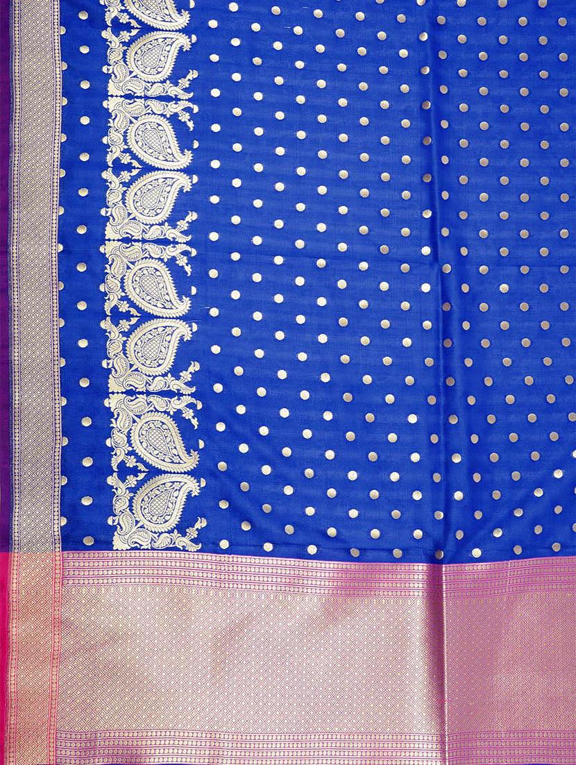 blue silk banarasi dupatta - 13423297 - Zoom Image - 2