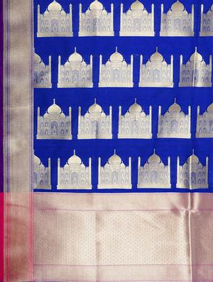blue silk banarasi dupatta - 13423322 - Standard Image - 2