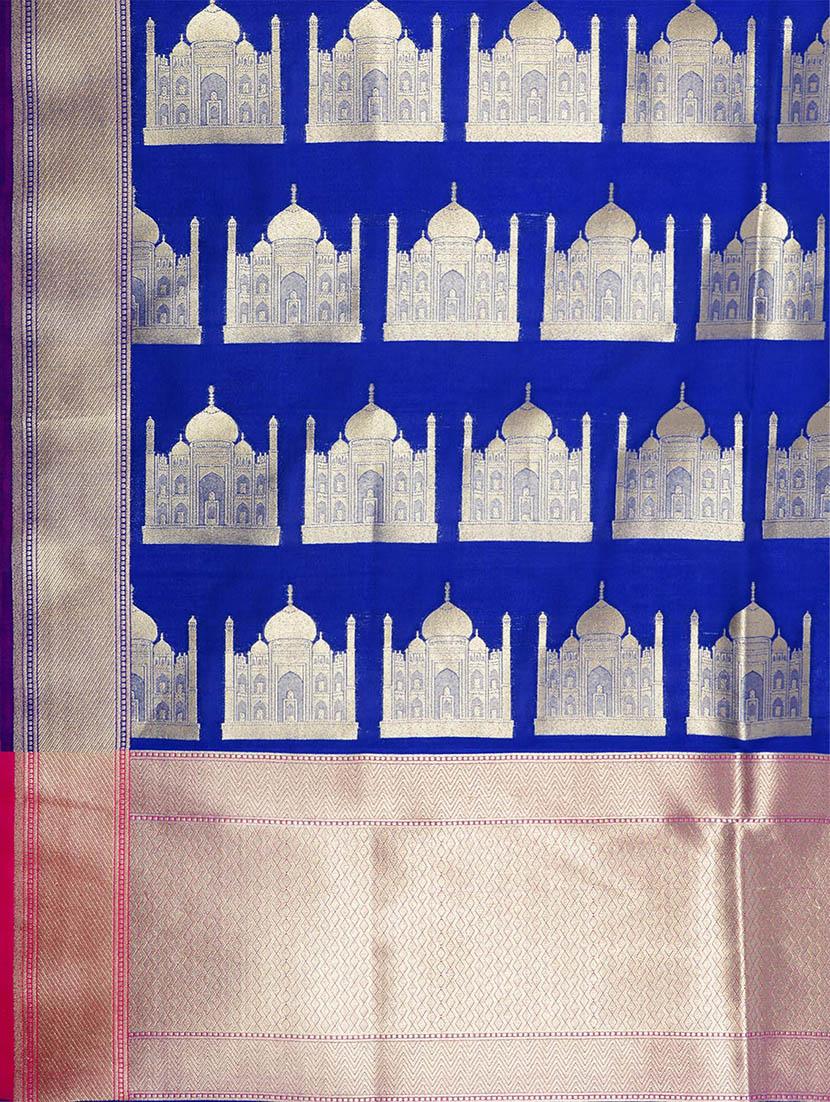 blue silk banarasi dupatta - 13423322 - Zoom Image - 2