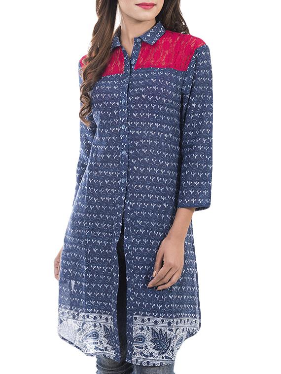 blue cotton shirt tunic - 13423356 - Zoom Image - 1