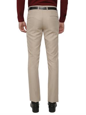 beige polyester flat front trousers formal trouser - 13428233 - Standard Image - 3