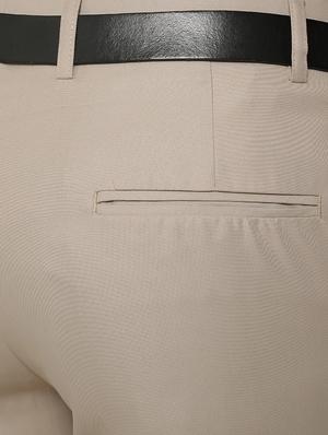 beige polyester flat front trousers formal trouser - 13428233 - Standard Image - 4
