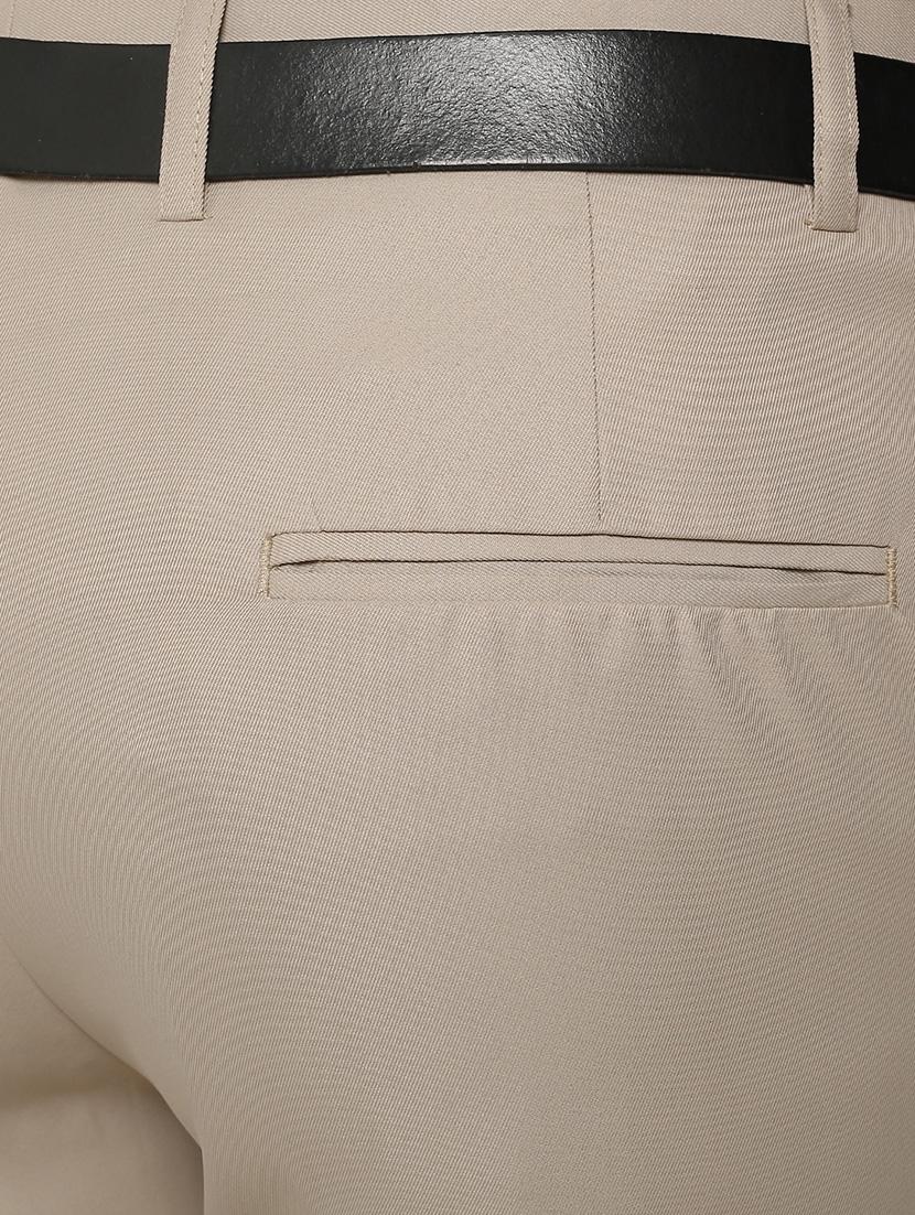 beige polyester flat front trousers formal trouser - 13428233 - Zoom Image - 4
