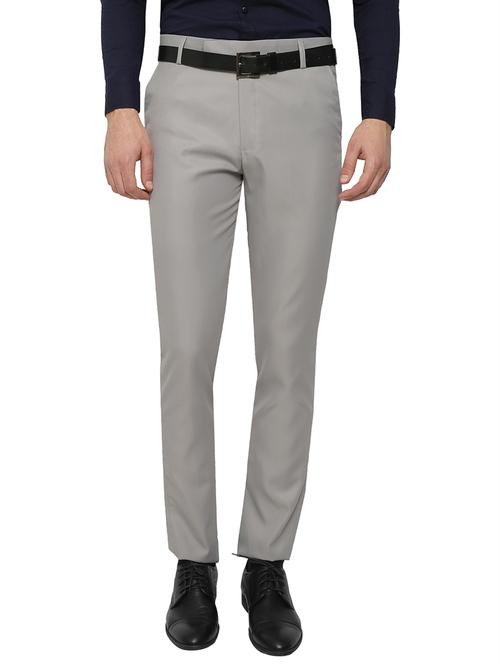 grey polyester flat front trousers formal - 13428234 - Standard Image - 1