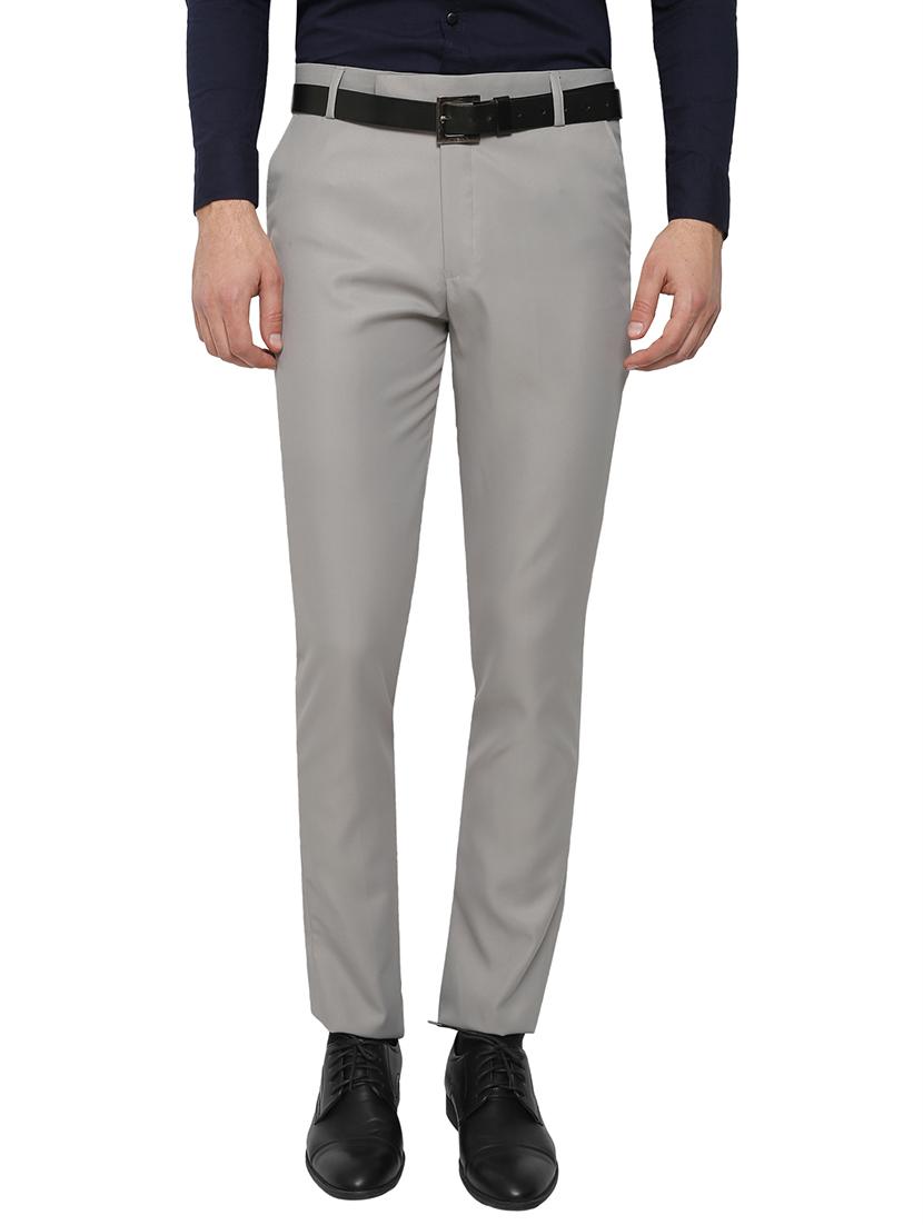 grey polyester flat front trousers formal - 13428234 - Zoom Image - 1