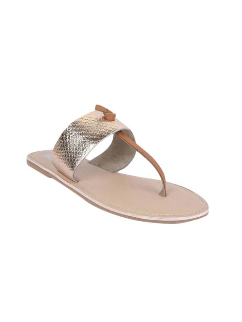 gold leather tstrap sandals - 13428340 - Standard Image - 1
