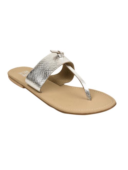 silver leather tstrap sandals - 13428342 - Standard Image - 1