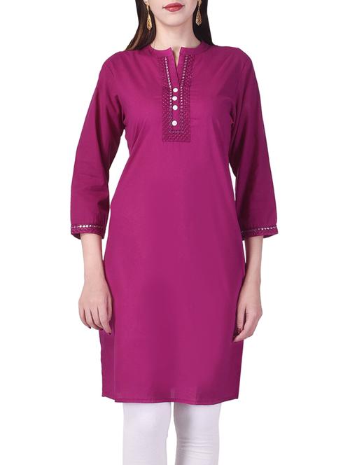 purple cotton kurta - 13429219 - Standard Image - 1