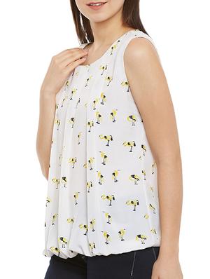 pleated bird print criss-cross back top - 13429632 - Standard Image - 2