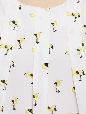 pleated bird print criss-cross back top - 13429632 - Standard Image - 4