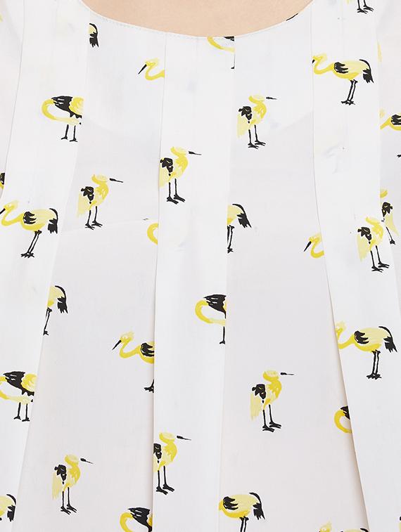 pleated bird print criss-cross back top - 13429632 - Zoom Image - 4