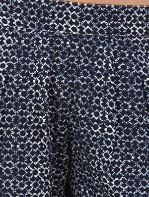 blue printed georgette pleated trouser - 13430904 - Standard Image - 4