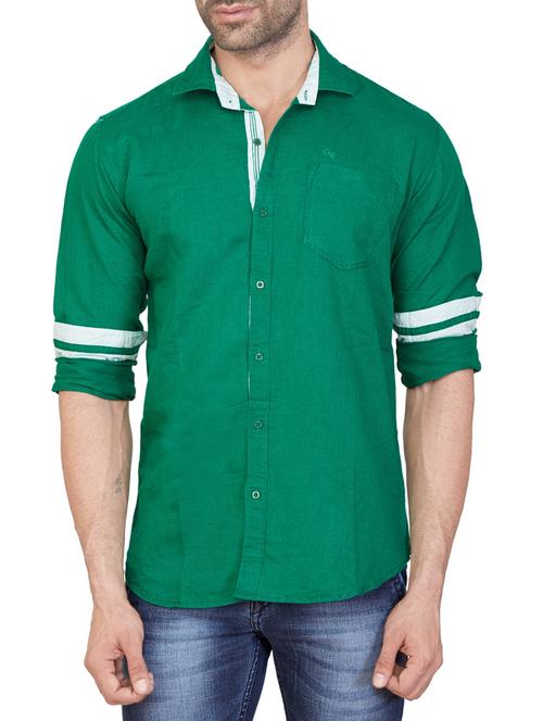 green cotton casual shirt - 13434345 - Very Small Image - 1