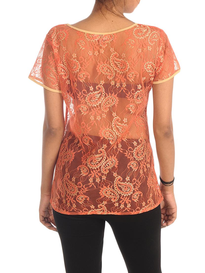 orange lace regular top - 13434865 - Zoom Image - 3