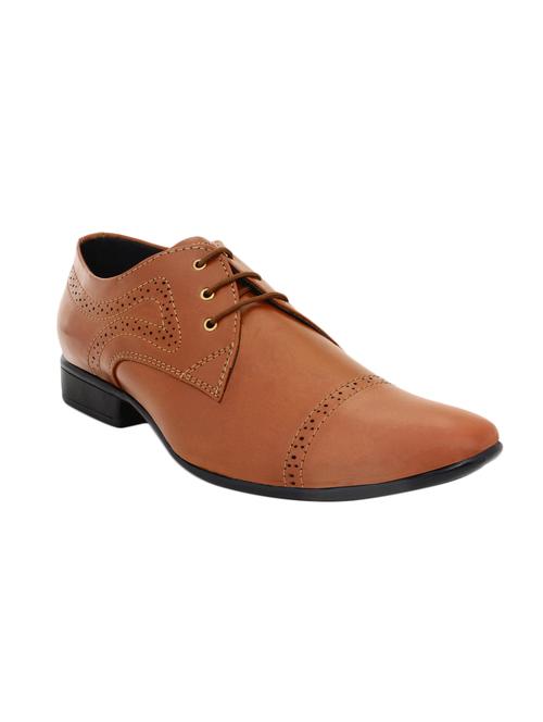tan leatherette lace up derby - 13438663 - Standard Image - 1