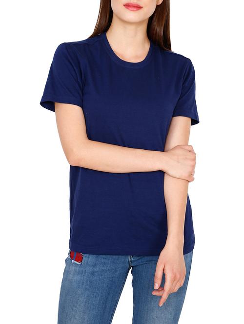navy blue cotton regular tee - 13443743 - Standard Image - 1