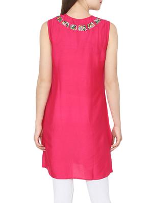 pink viscose aline kurti - 13447859 - Standard Image - 3