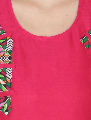 pink viscose aline kurti - 13447859 - Standard Image - 4