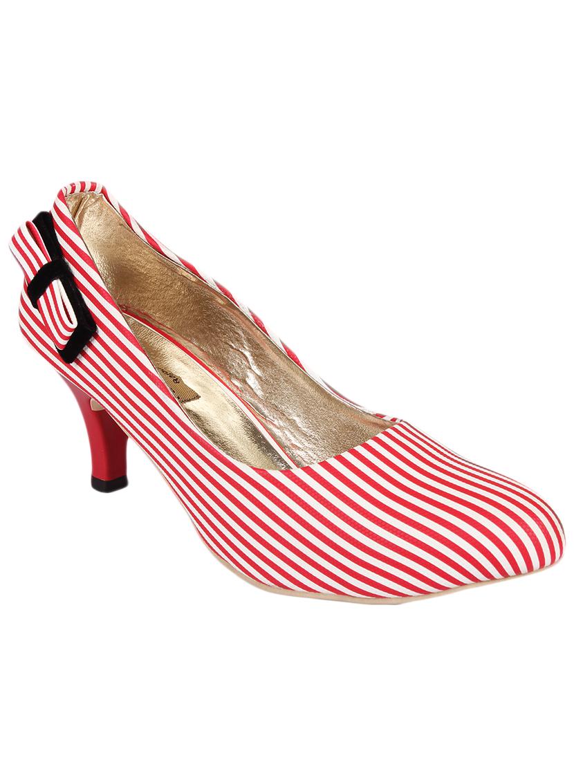 red faux leather slip on pumps - 13448021 - Zoom Image - 1