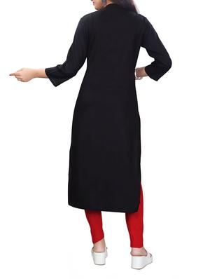 black viscose straight kurta - 13448033 - Standard Image - 3