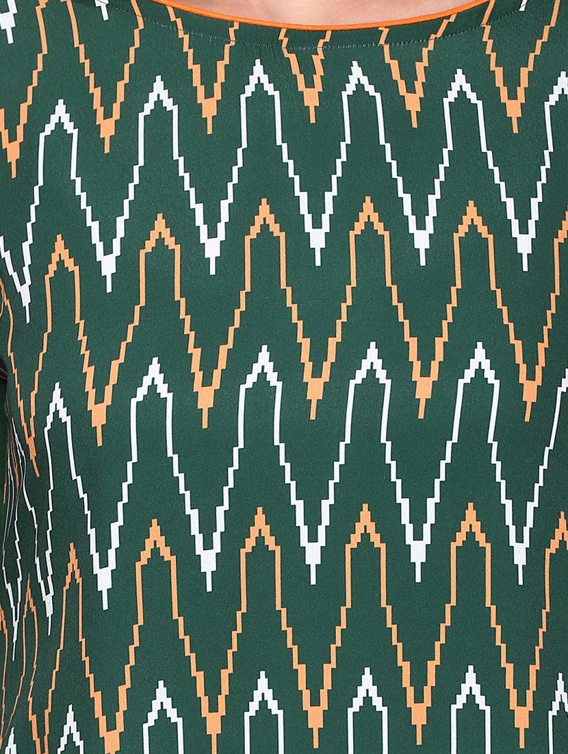 chevron print a-line kurta - 13448051 - Zoom Image - 4