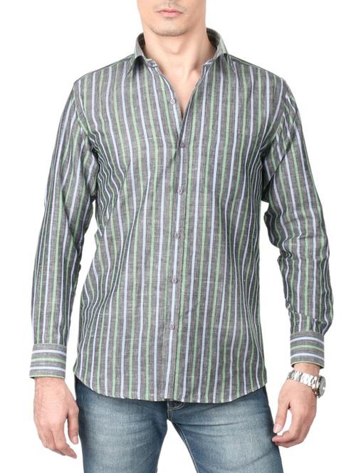 grey cotton striped casual shirt - 13449958 - Standard Image - 1